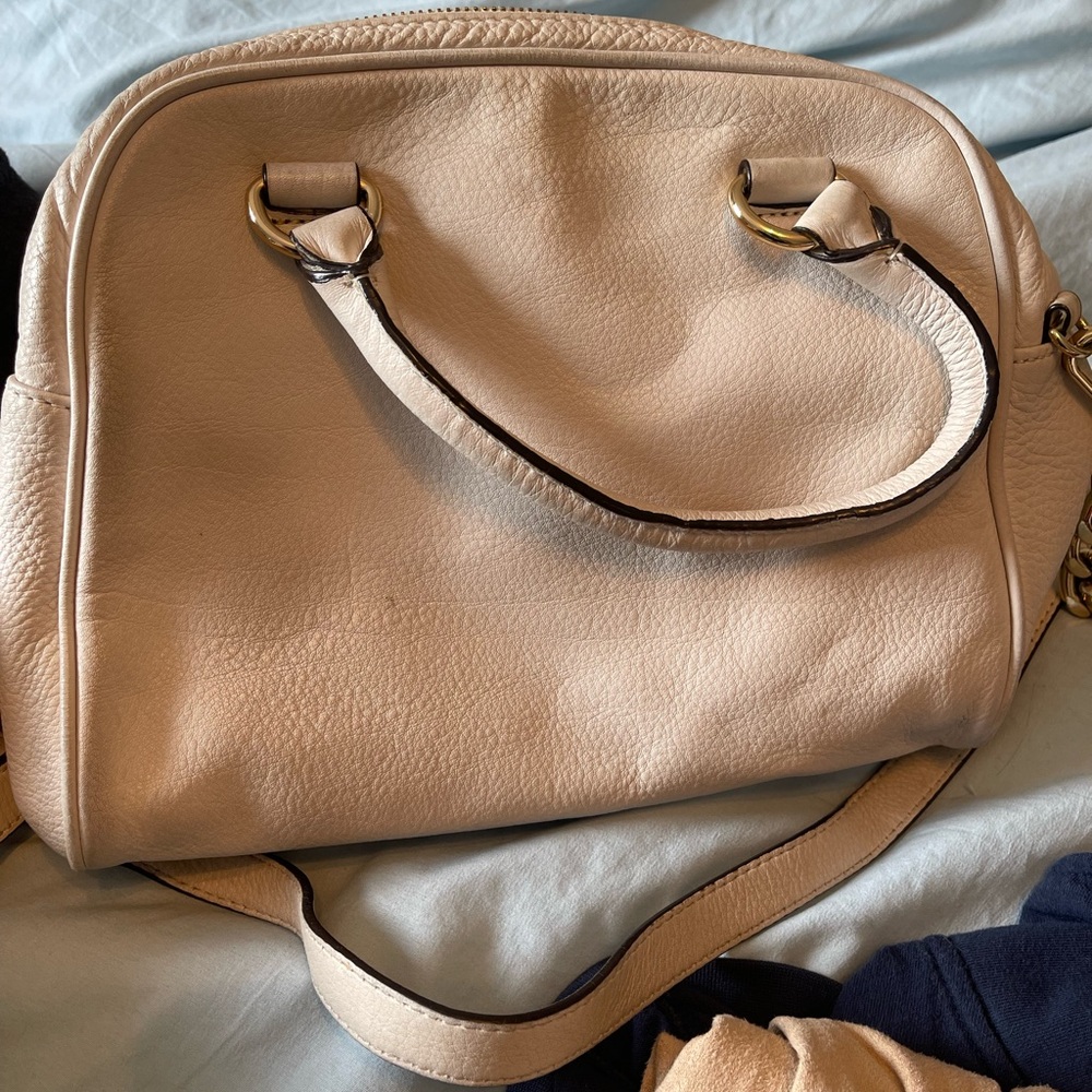 MICHAEL Michael Kors Cream Shoulder Bag with Gold Hardware